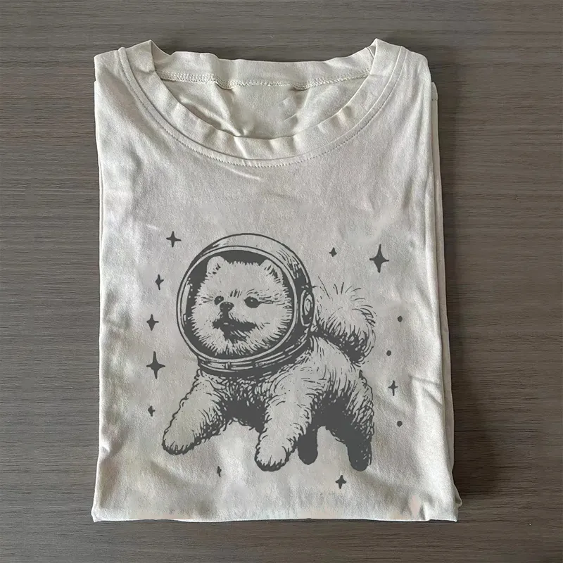 Vintage Pomeranian Astronaut T-shirt - Vintage Washed Apparel by VanceMade