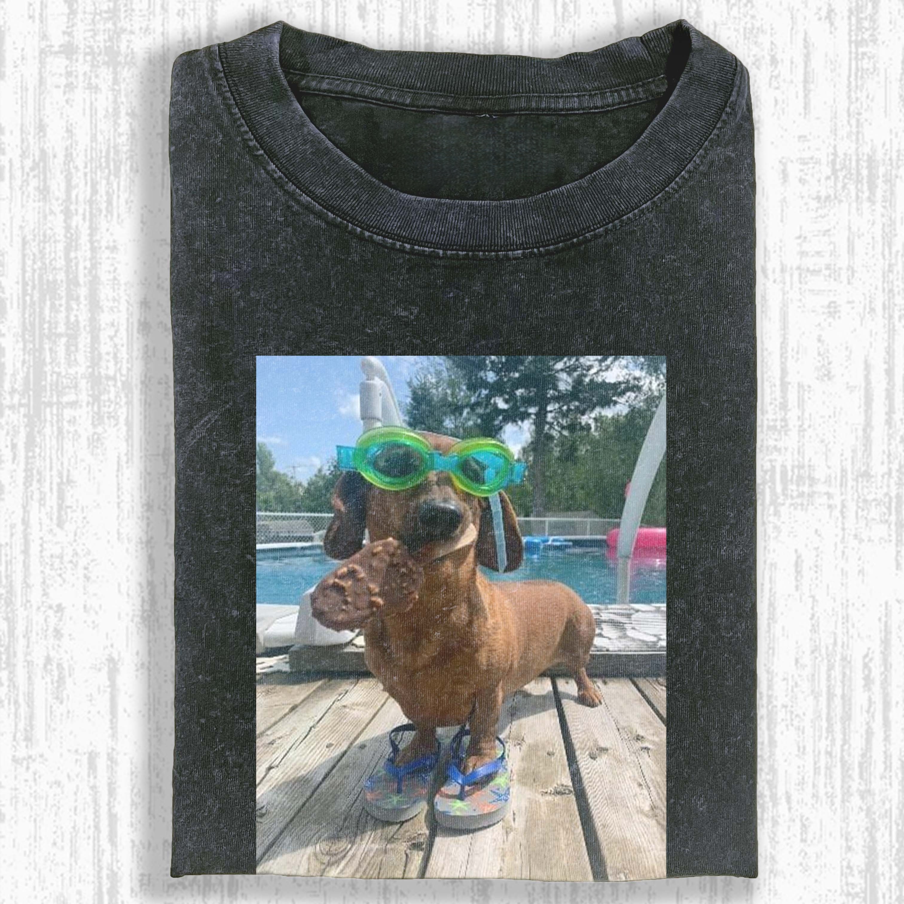 Pool Goggles Dachshund Summer Photo T-shirt