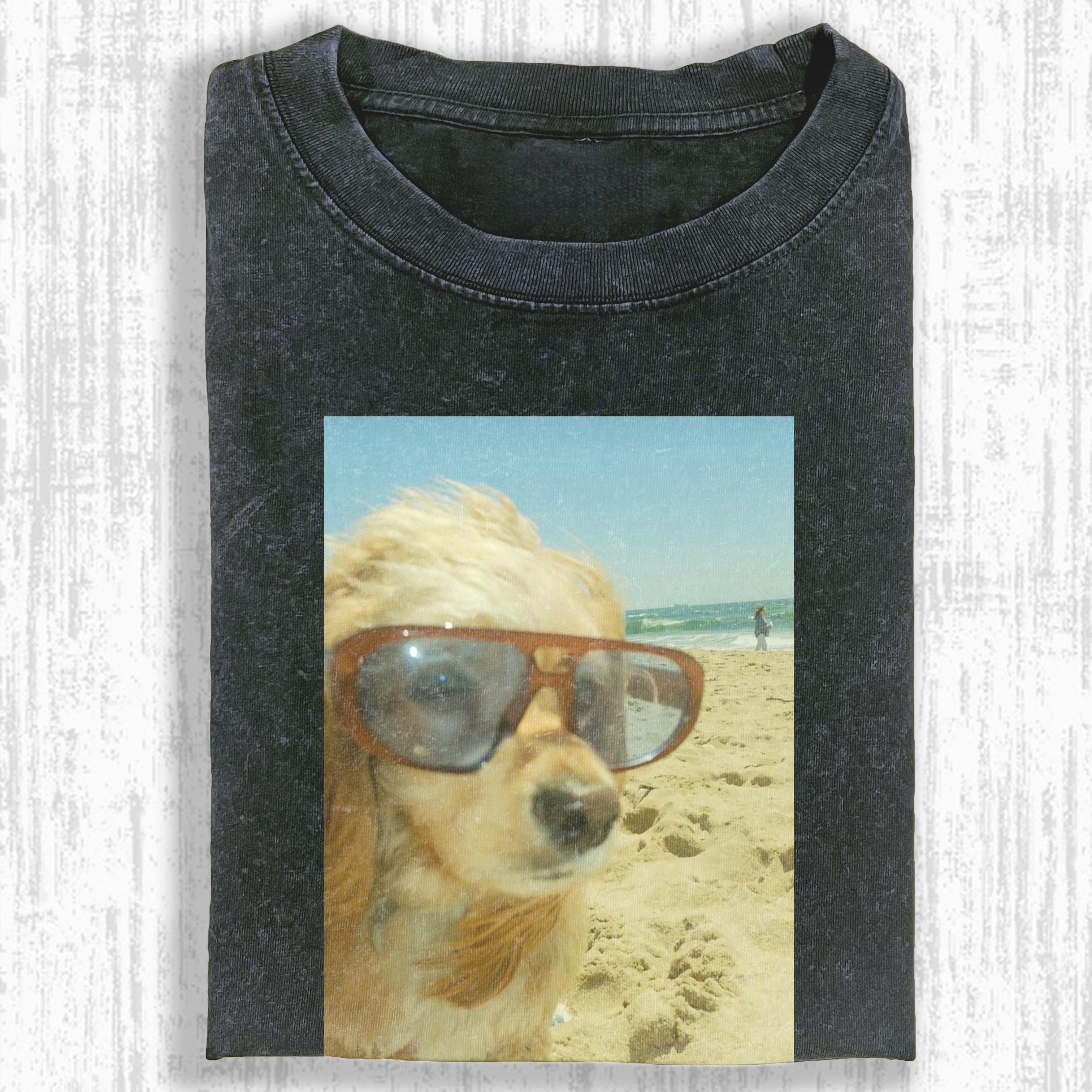 Beach Sunglasses Golden Retriever Photo T-shirt
