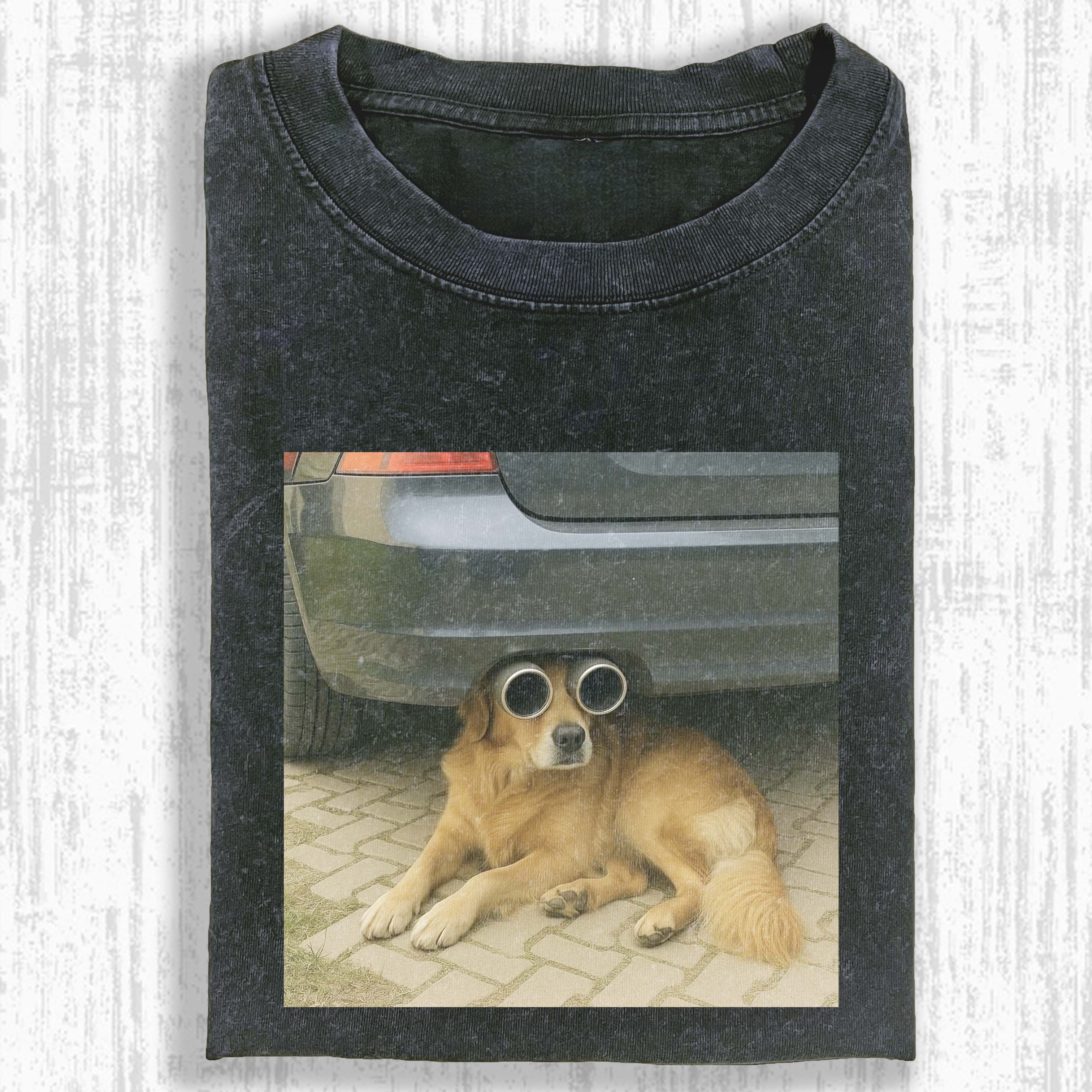 Car Bottom Goggles Golden Dog Funny T-shirt