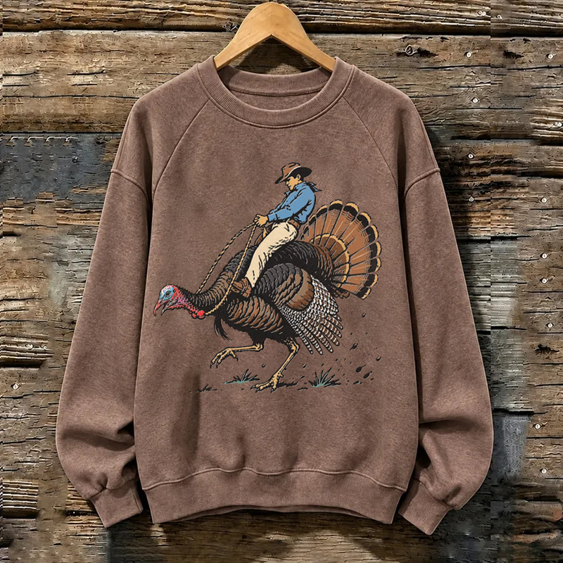 Cowboy Turkey Funny Thanksgiving Sweatshirt