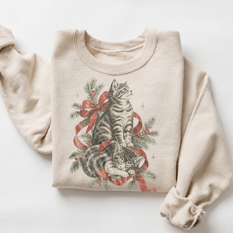 Vintage Christmas Cat Sweatshirt