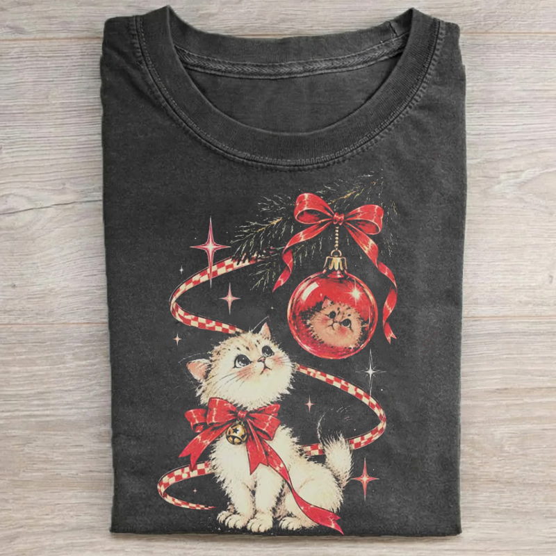 Retro Christmas Cat T-shirt