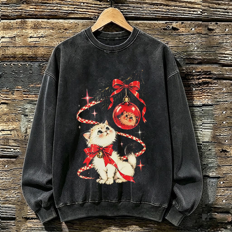 Retro Christmas Cat Sweatshirt