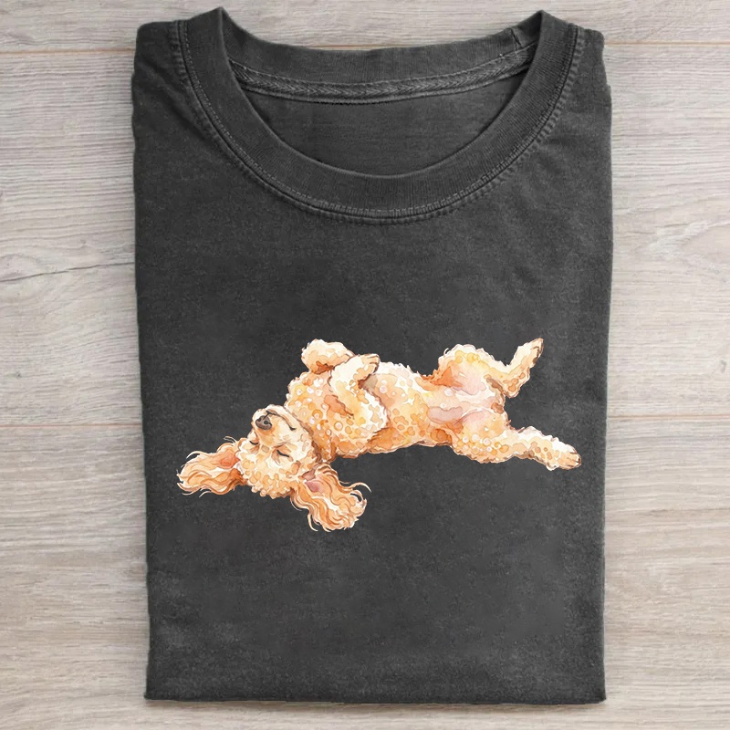 Happy Tired Lazy Poodle Dog T-shirt