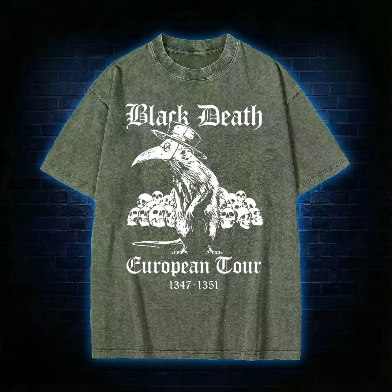 Peculiar Plague Doctor Death Washed Washed T-shirt - Vintage Washed Apparel by VanceMade