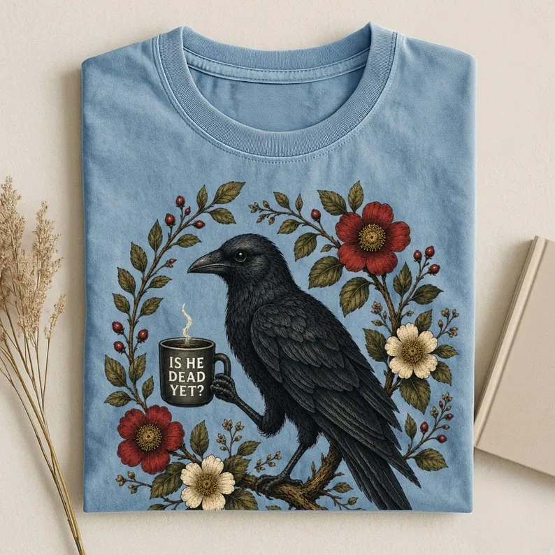 Raven Crow Coffee Graphic T-Shirt
