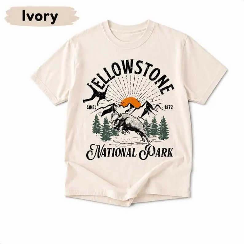Funny Bison National Park Graphic T-Shirt