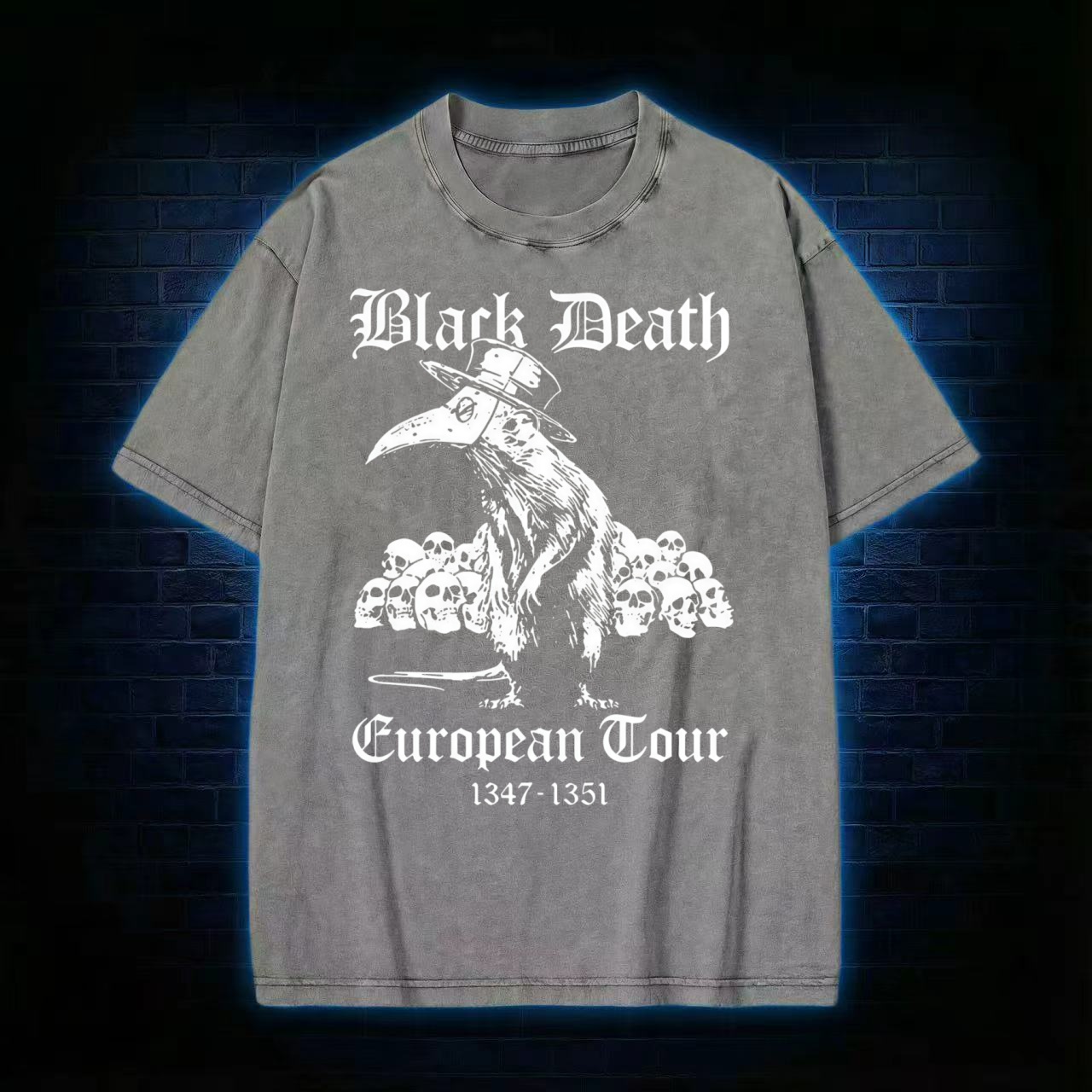 Peculiar Plague Doctor Death Washed Washed T-shirt - Vintage Washed Apparel by VanceMade