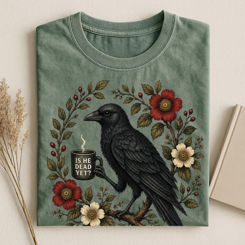 Raven Crow Coffee Graphic T-Shirt