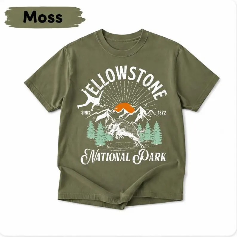 Funny Bison National Park Graphic T-Shirt