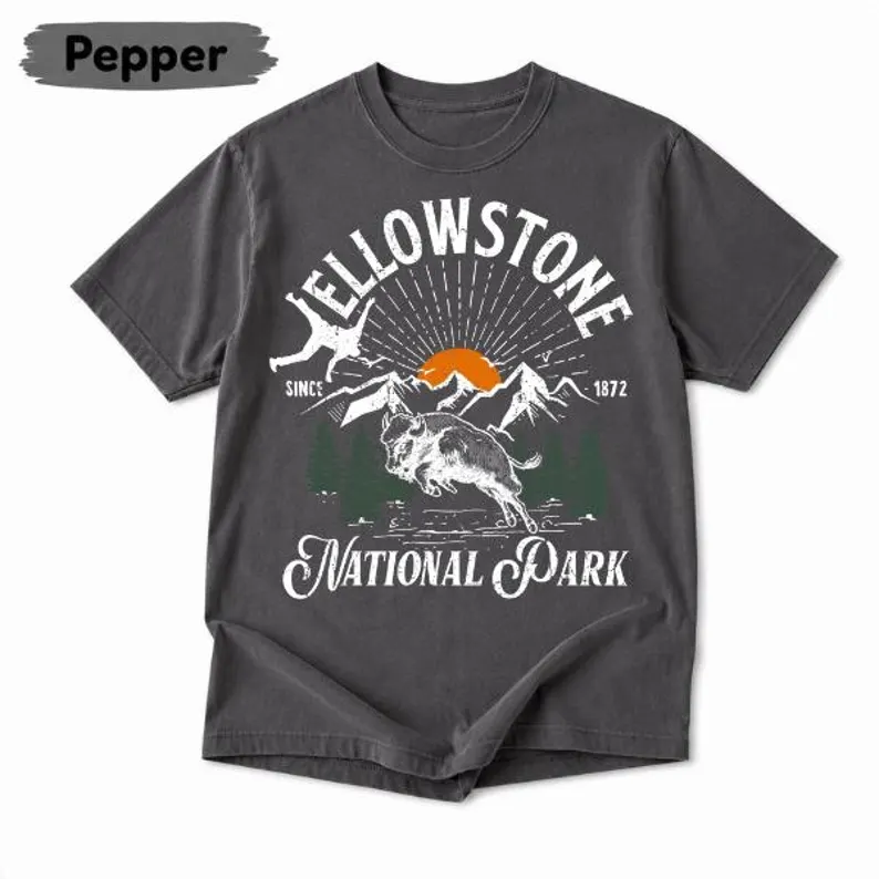 Funny Bison National Park Graphic T-Shirt