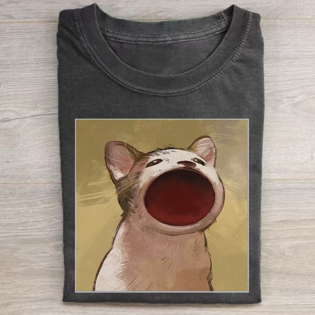 Pop Cat Meme T-shirt - Vintage Washed Apparel by VanceMade