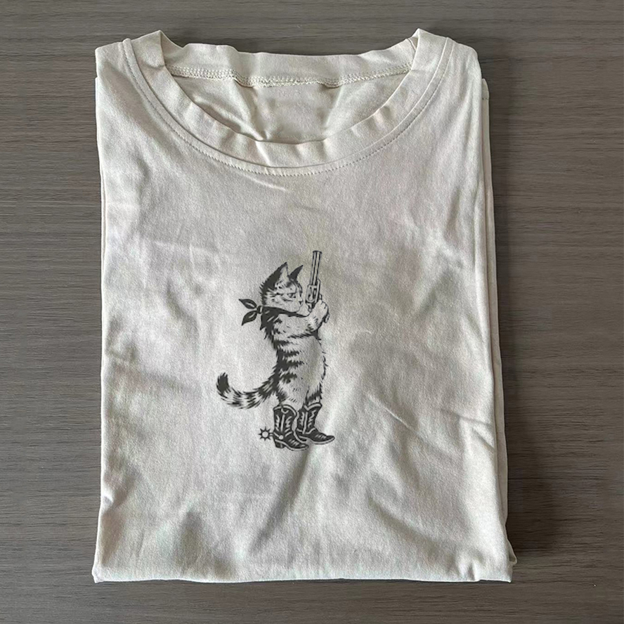 ShawnCraft® Official: Cowboy Cat T-shirt - Premium Breathable Cotton Apparel