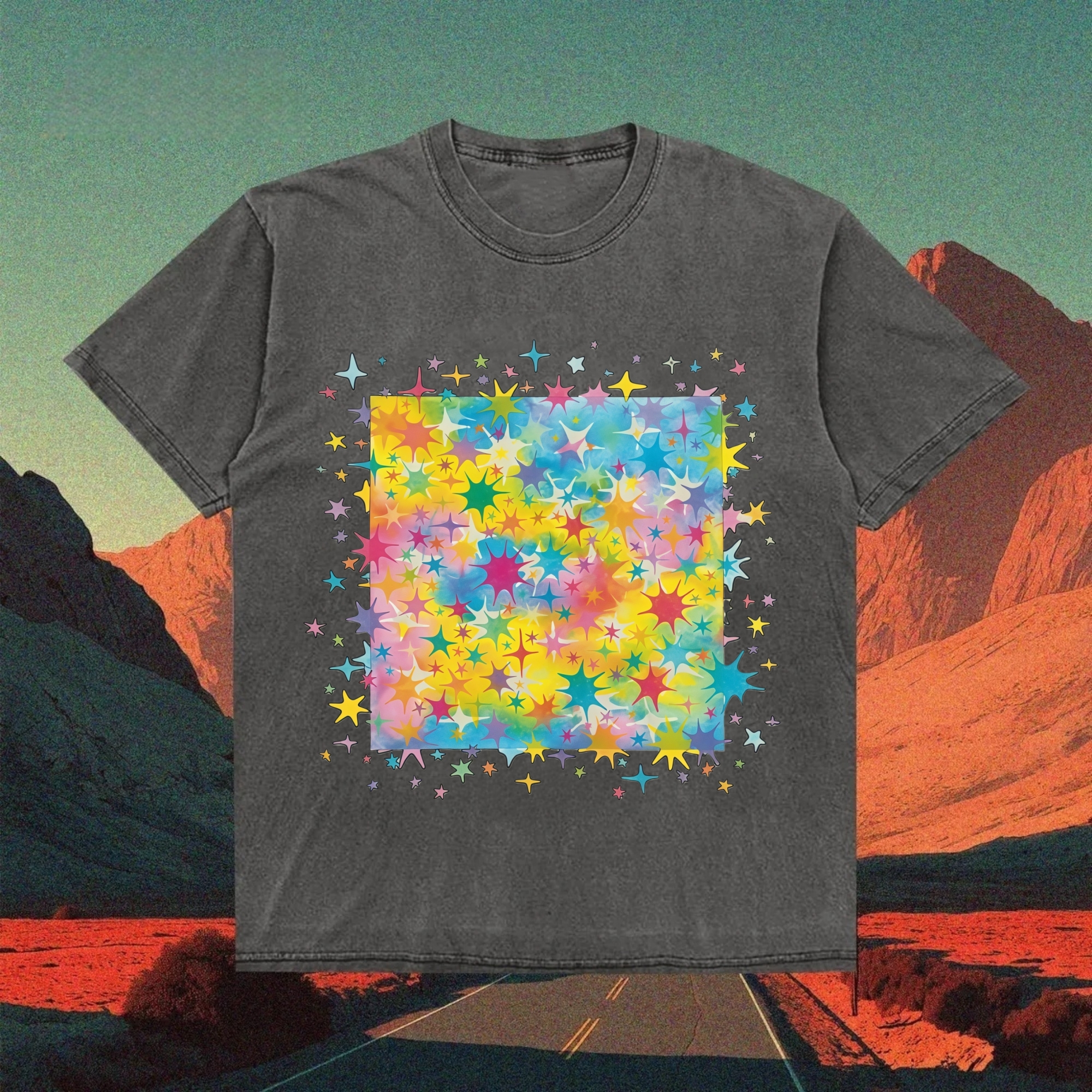 Colorful Stars T-shirt - Vintage Washed Apparel by VanceMade