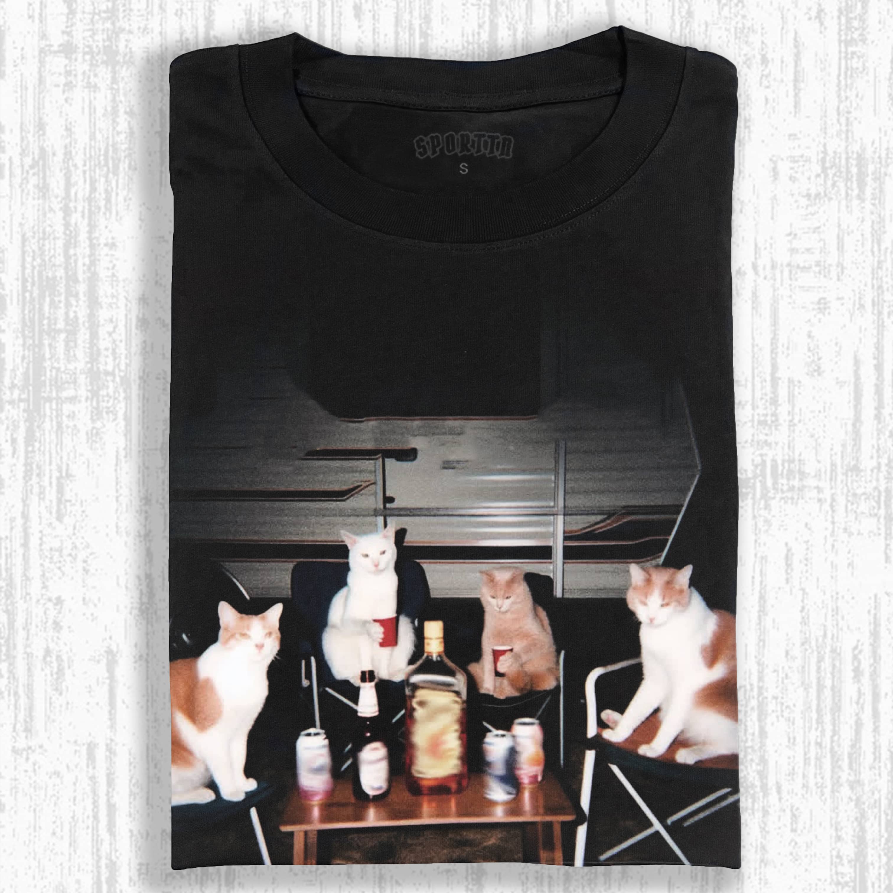 Wacky Cats Drinking & Partying T-shirt - Vintage Washed Apparel by VanceMade