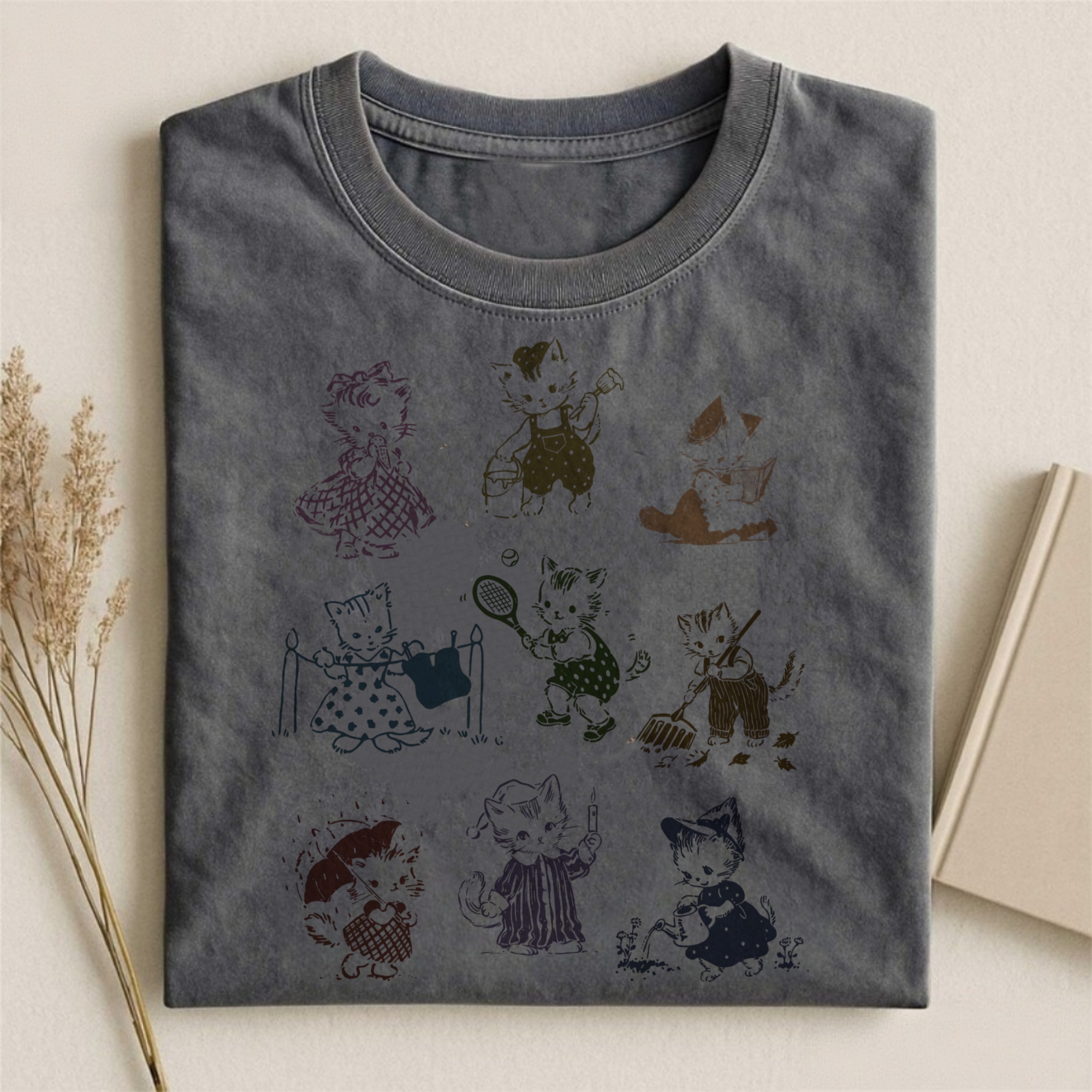Cat 90s Tattoo Vintage T-shirt - Vintage Washed Apparel by VanceMade
