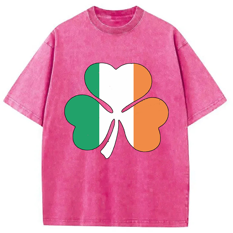 Irish Flag Shamrock Washed T-Shirt-Vance