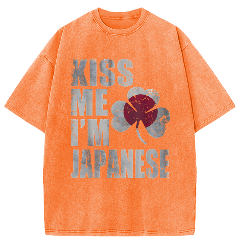 Kiss Me I'm Japanese Washed T-Shirt - Vintage Washed Apparel by VanceMade