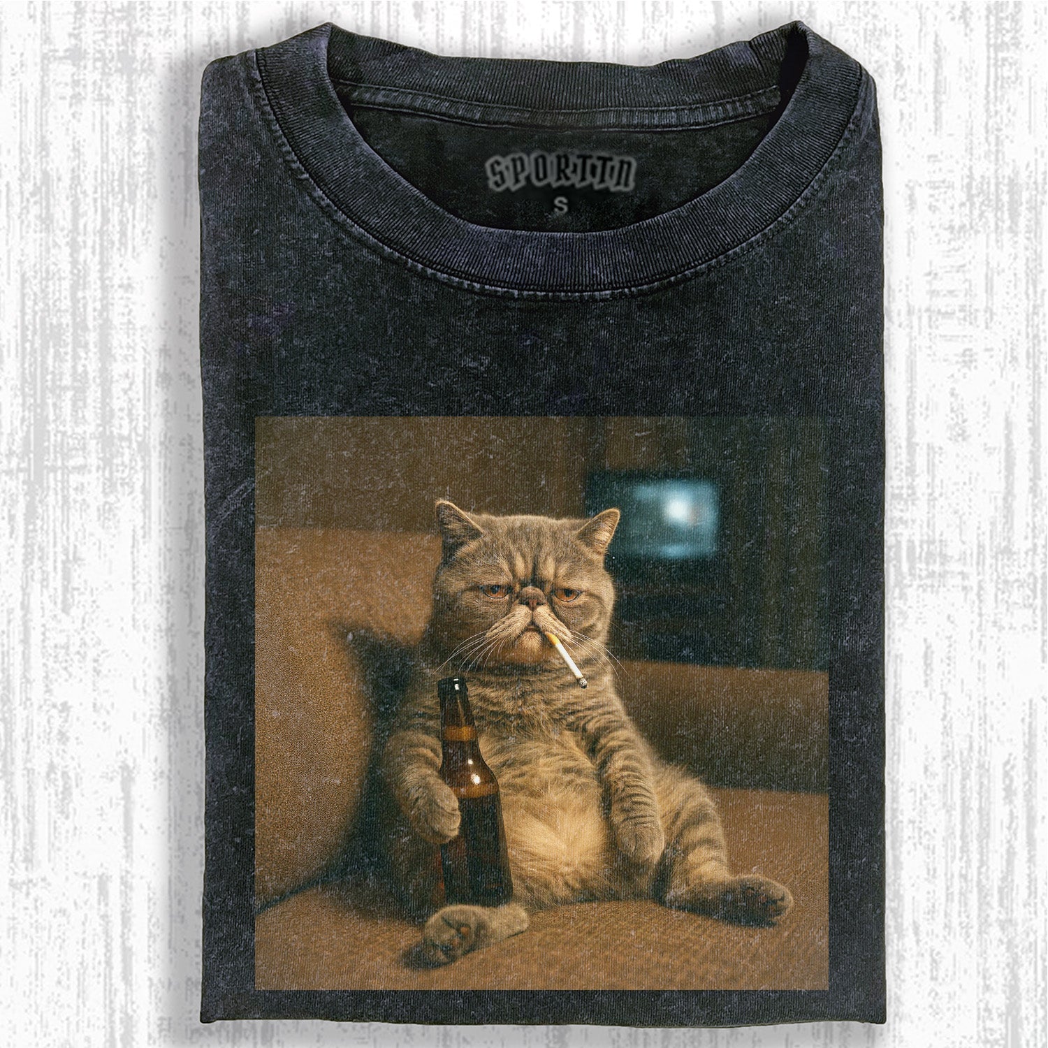 WACKY HANGOVER CAT T-SHIRT - Vintage Washed Apparel by VanceMade