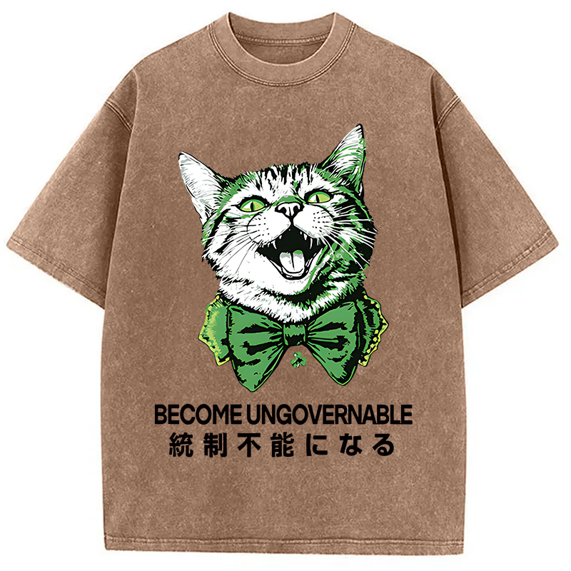 St. Patrick's Day Prank Cat Washed T-Shirt - Vintage Washed Apparel by VanceMade