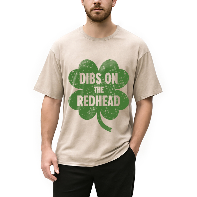 Dibs On The Redhead St. Patrick's Day Washed T-Shirt - Vintage Washed Apparel by VanceMade