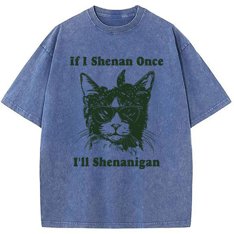 St. Patrick's Day Elegant Cat Washed T-Shirt - Vintage Washed Apparel by VanceMade