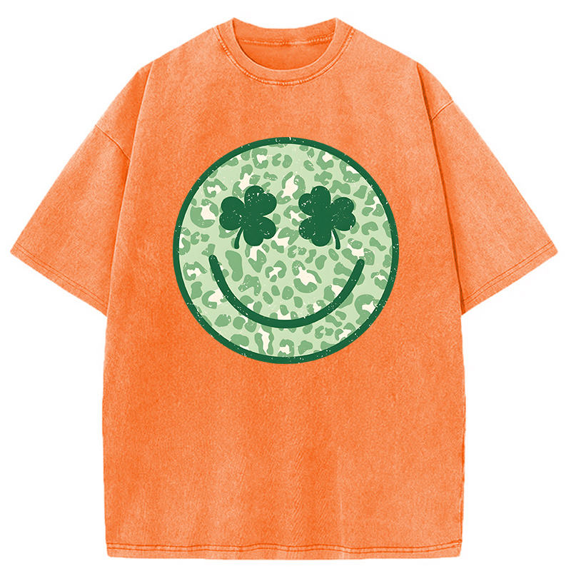 Shamrock Smile St Patrick's Day Washed T-Shirt - Vintage Washed Apparel by VanceMade