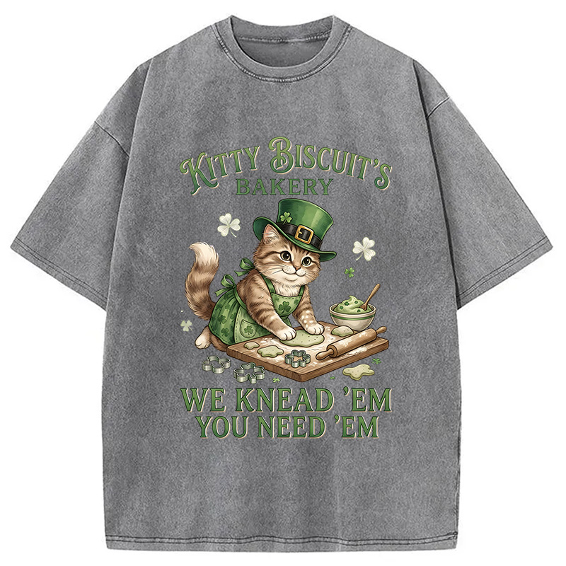 Funny Cat St Patrick's Day Washed T-Shirt-Vance