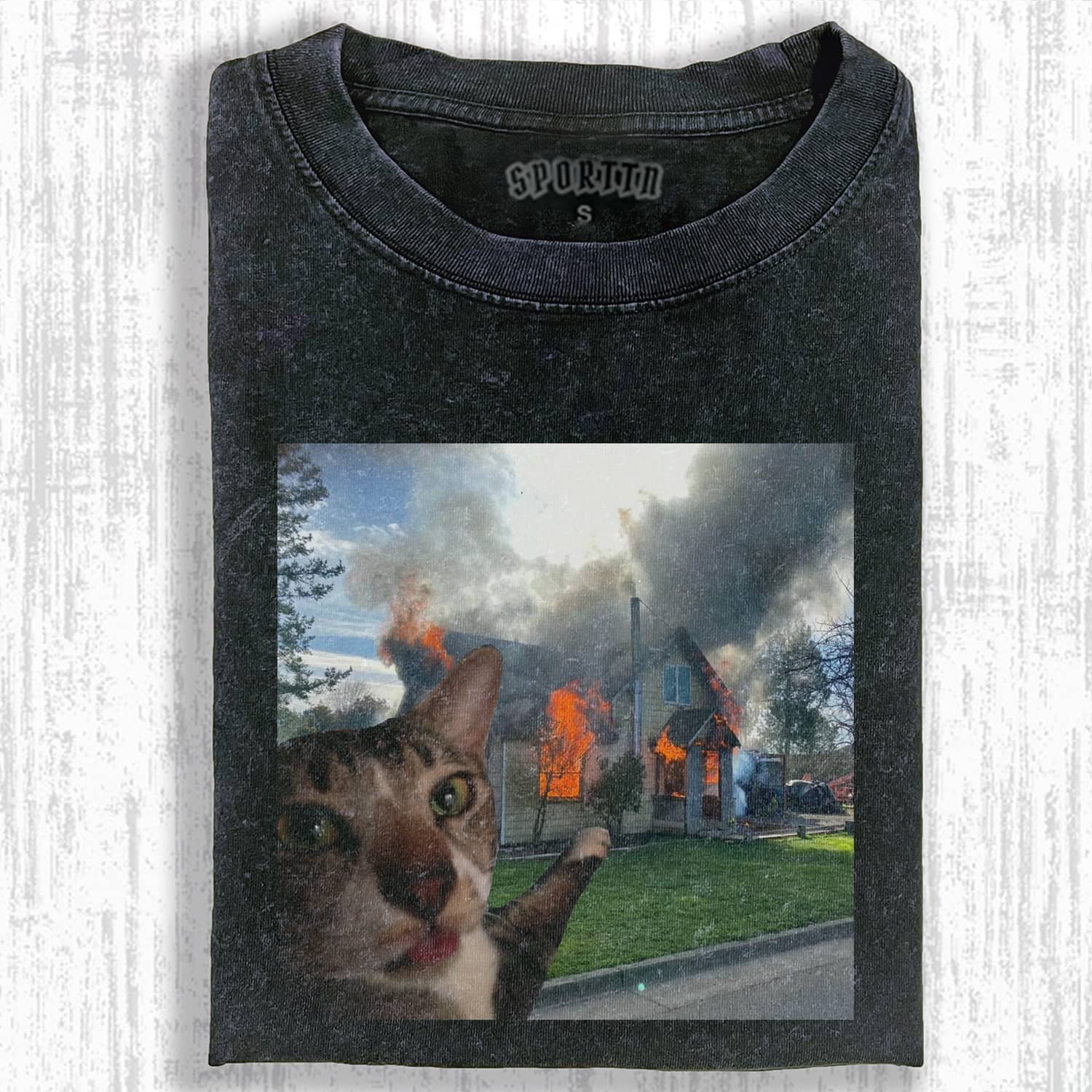 CAT MEME ICON T-SHIRT - Vintage Washed Apparel by VanceMade