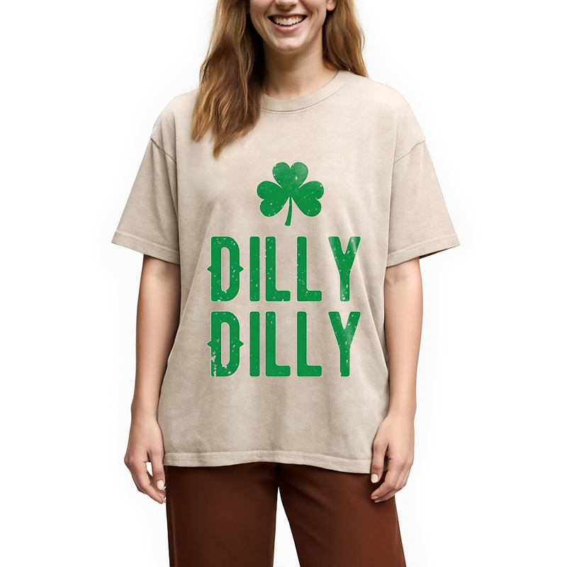 Dilly dilly St Patricks Day Washed T-Shirt - Vintage Washed Apparel by VanceMade