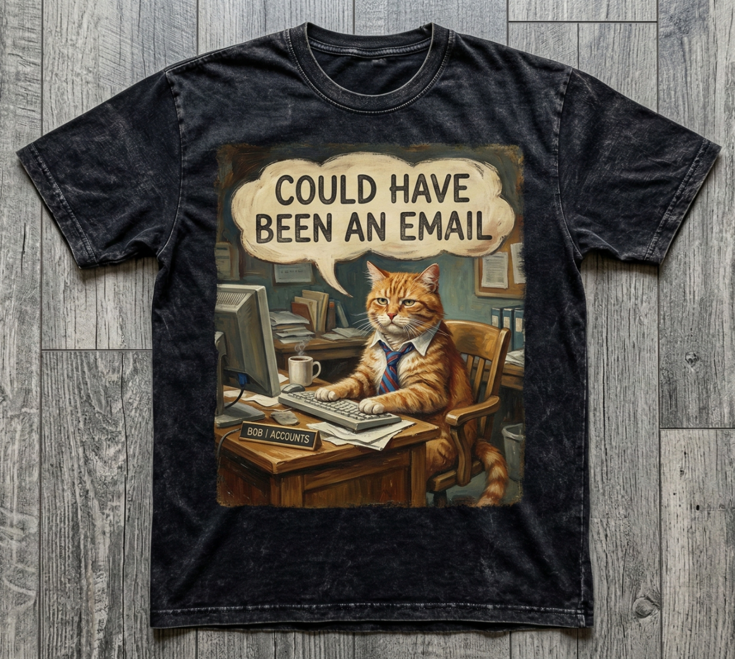 Cat Sends Email T-Shirt - Vintage Washed Apparel by VanceMade