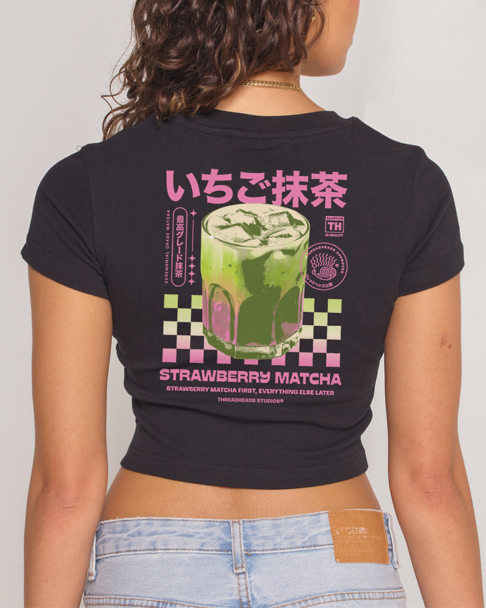 Strawberry Matcha Baby Tee - Vintage Washed Apparel by VanceMade