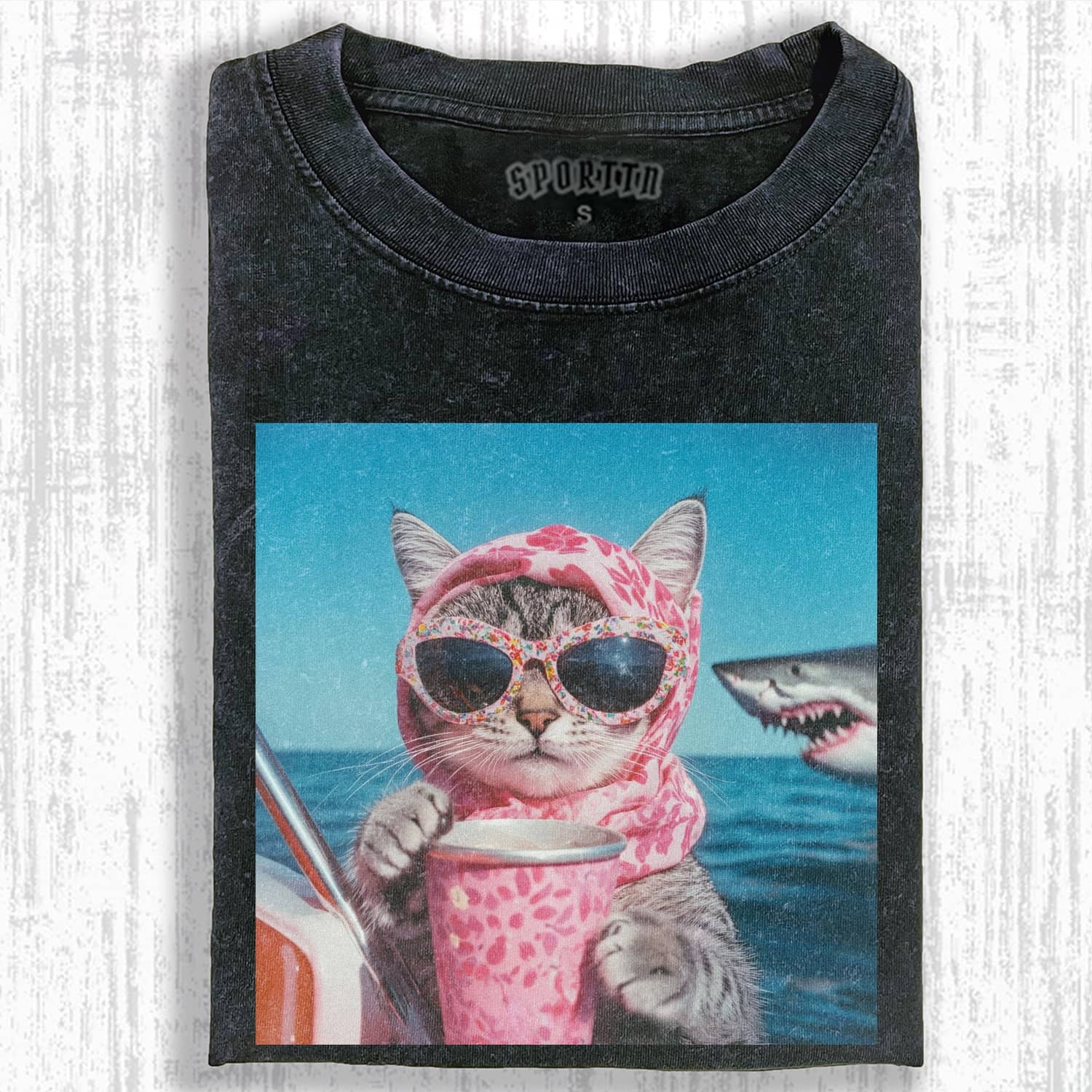 FUNNY CAT T-SHIRT - Vintage Washed Apparel by VanceMade