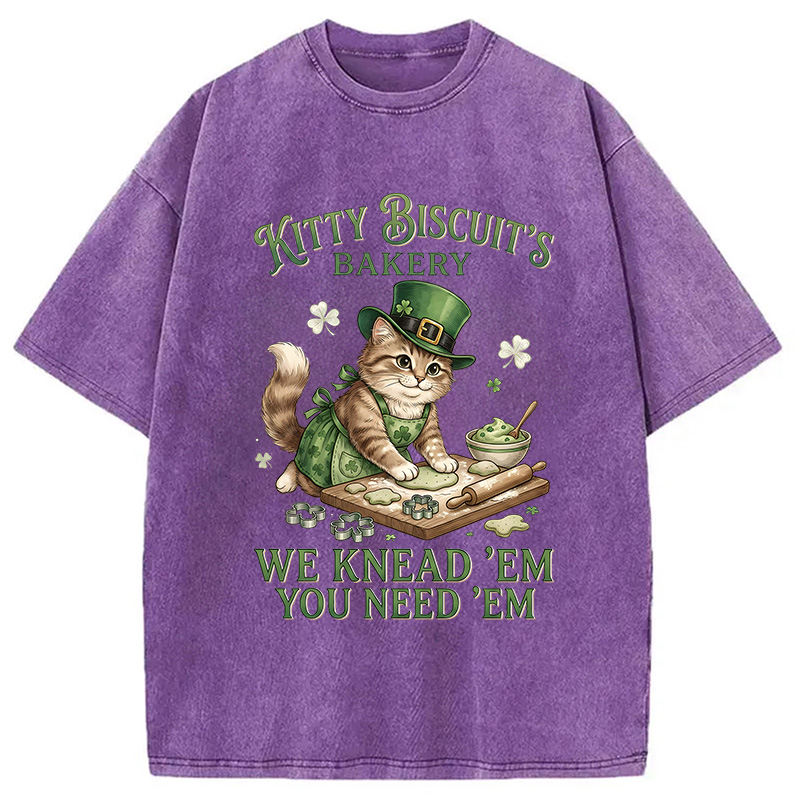 Funny Cat St Patrick's Day Washed T-Shirt-Vance