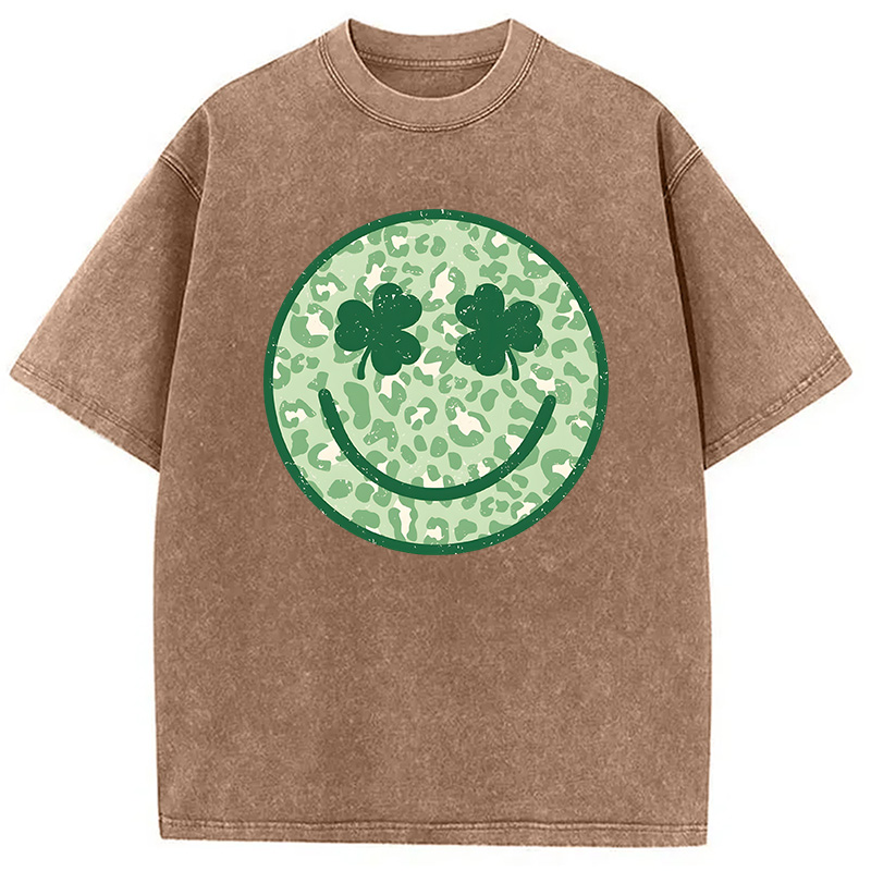 Shamrock Smile St Patrick's Day Washed T-Shirt - Vintage Washed Apparel by VanceMade
