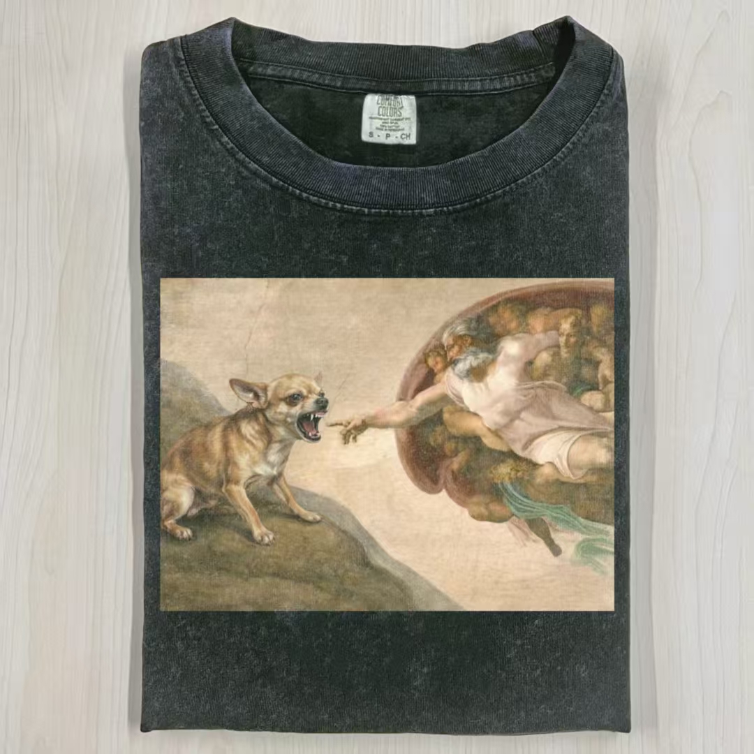 ShawnCraft® Official: Funny Chihuahua Biting God's Hand T-shirt - Premium Breathable Cotton Apparel