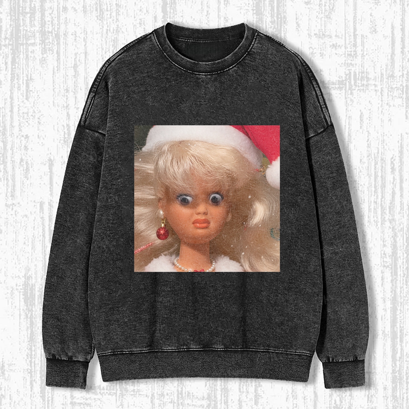 CHRISTMAS Funny Doll Face GIRL MEME MOOD ICON TEE