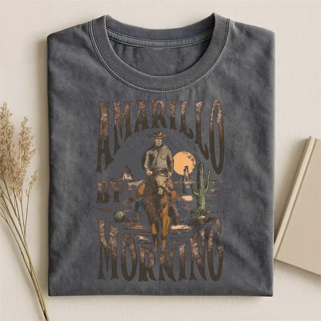 "Amarillo By Morning" Western Cowboy T-shirt - Vintage Washed Apparel by VanceMade