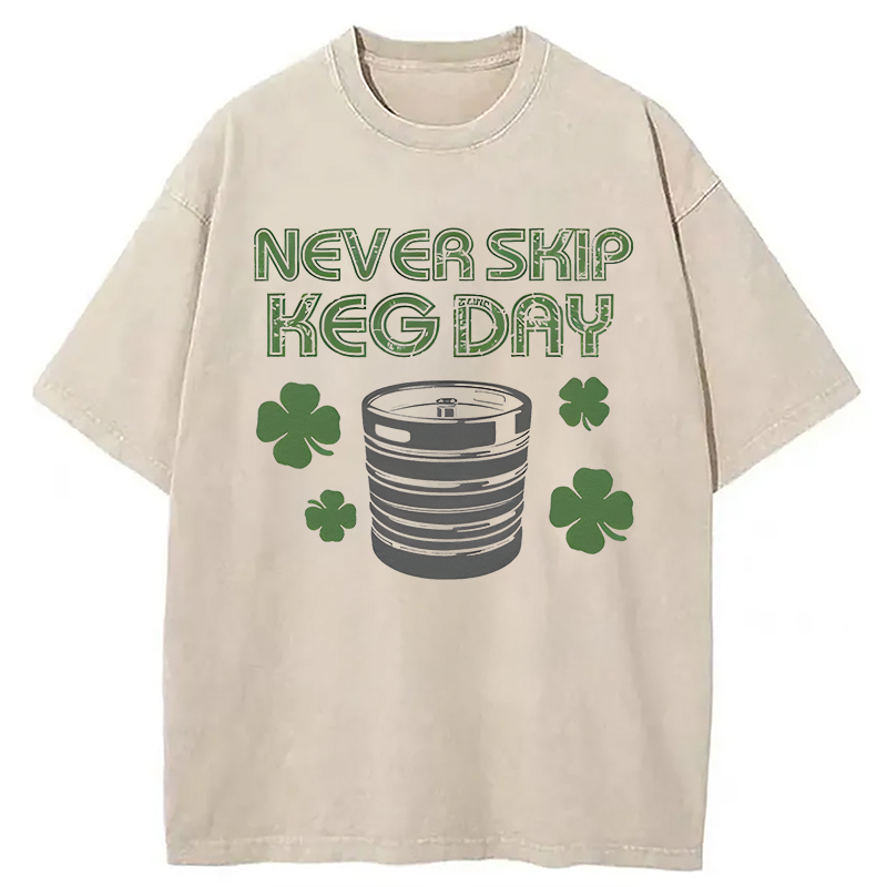 Never Skip Keg Day Washed T-Shirt-Vance