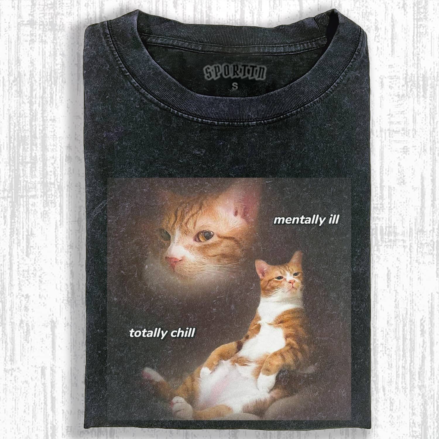 FUNNY CAT MEME ICON T-SHIRT - Vintage Washed Apparel by VanceMade