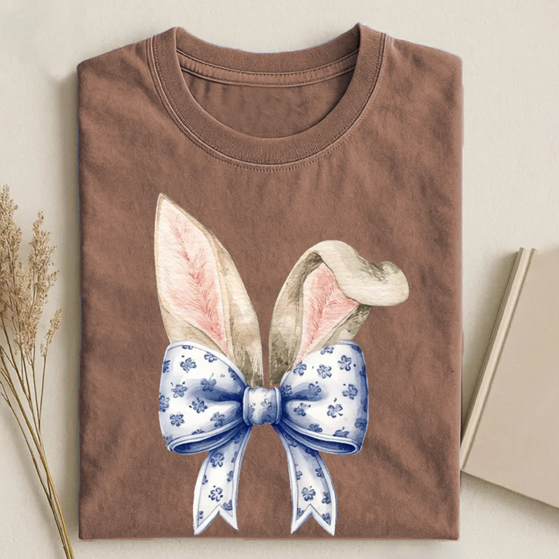 Cute Bunny Ears Bow T-shirt - Vintage Washed Apparel by VanceMade