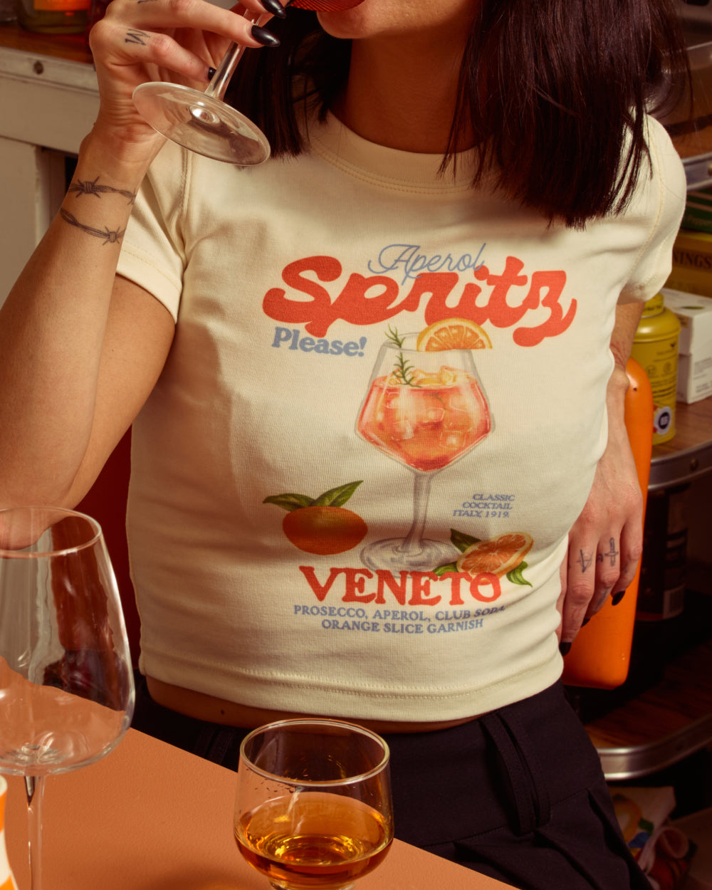 Aperol Spritz Baby Tee - Vintage Washed Apparel by VanceMade