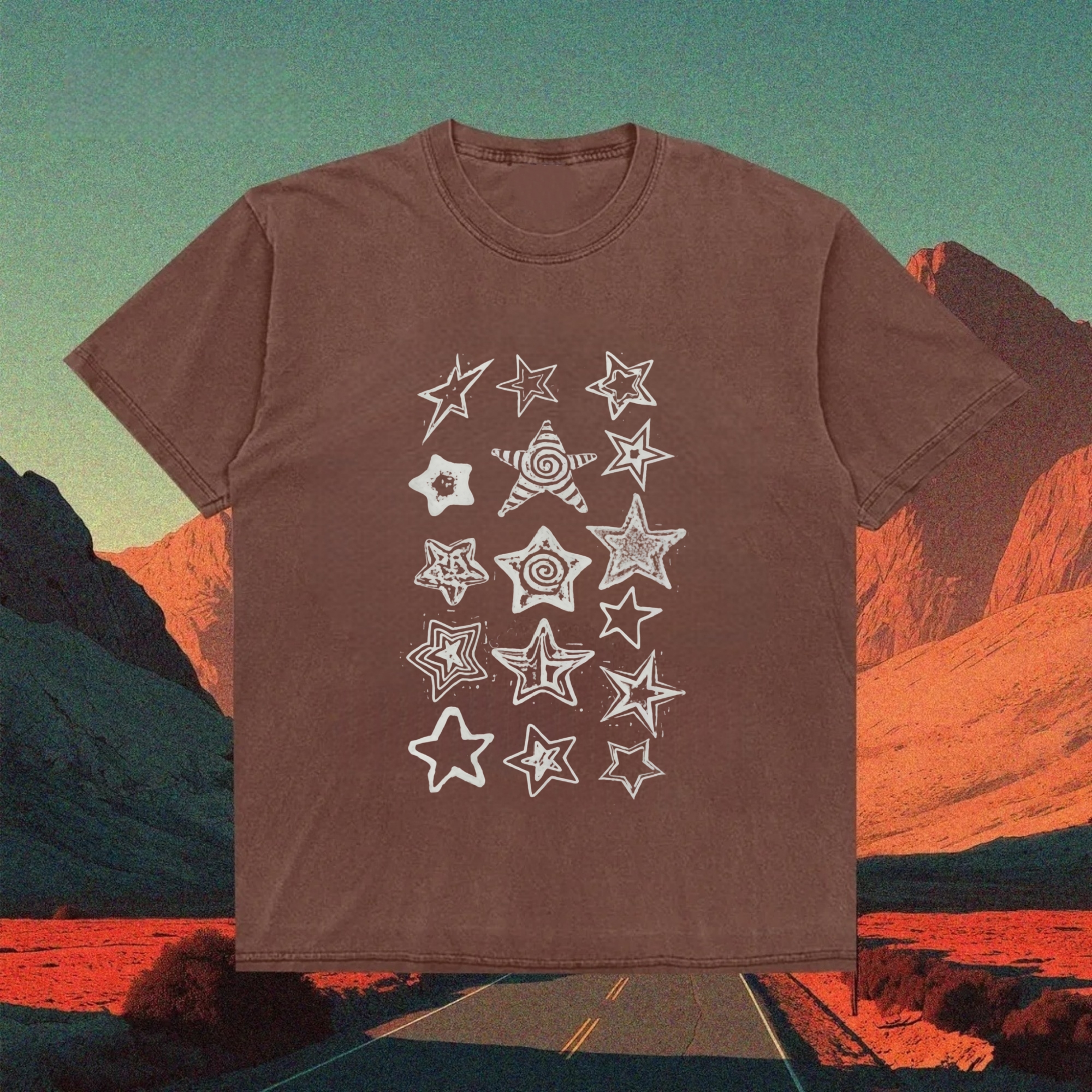 Assorted Star Patterns T-shirt - Vintage Washed Apparel by VanceMade