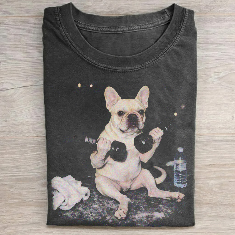 ShawnCraft® Official: French Bulldog Lifting Weights Meme T-shirt - Premium Breathable Cotton Apparel