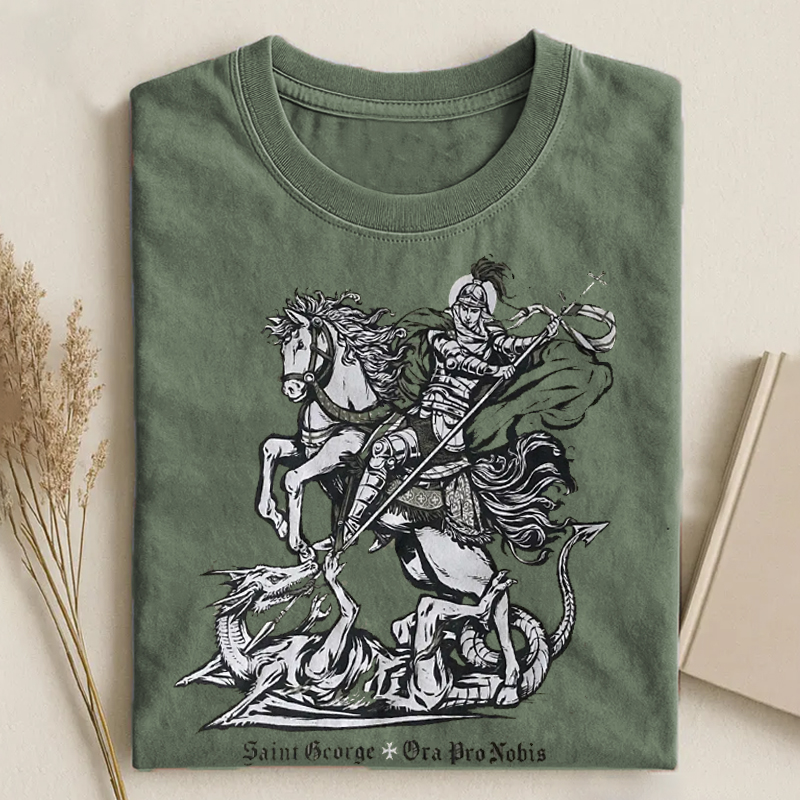 St. George Slays the Dragon T-shirt - Vintage Washed Apparel by VanceMade