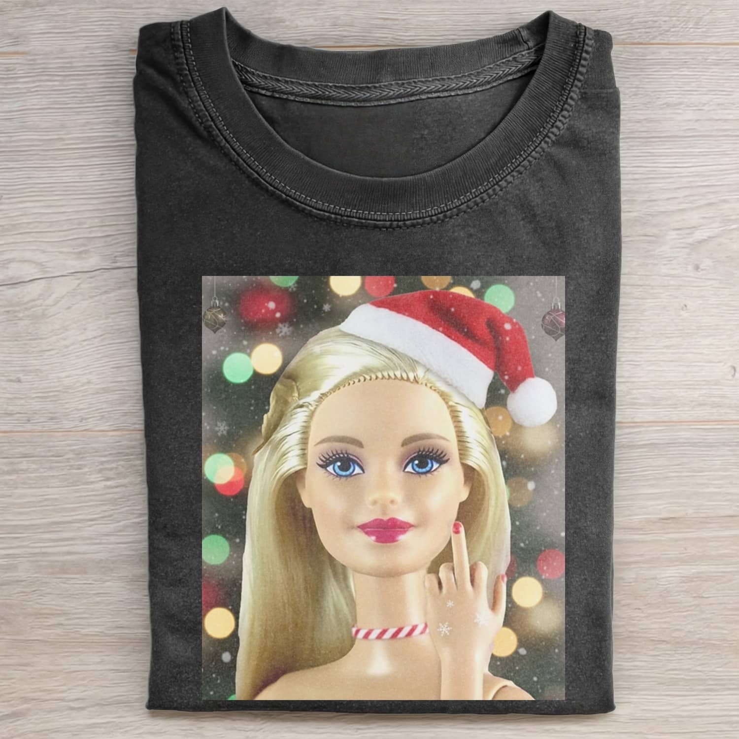 CHRISTMAS Funny Doll Face GIRL MEME MOOD ICON TEE