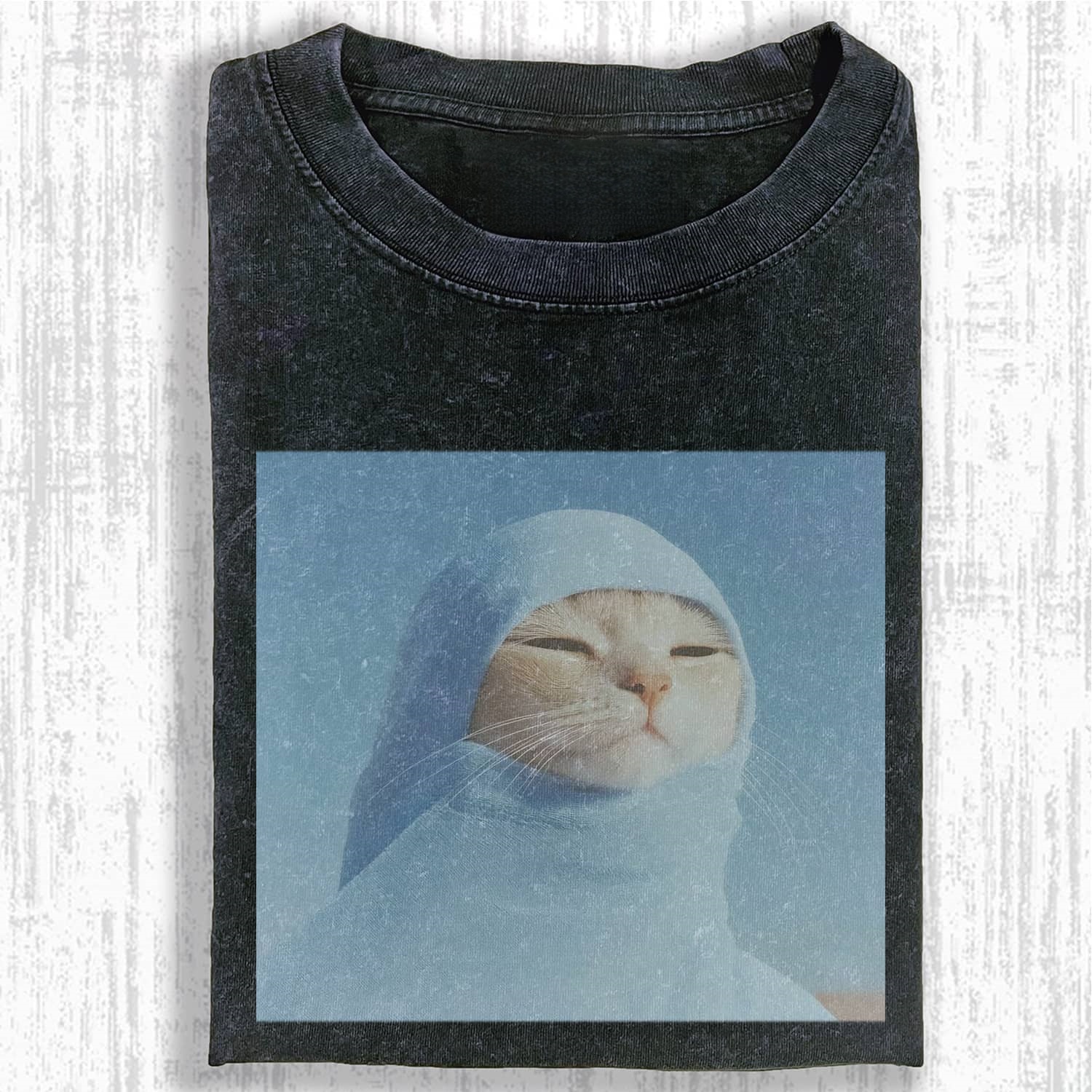 Wacky White Cat Portrait T-shirt