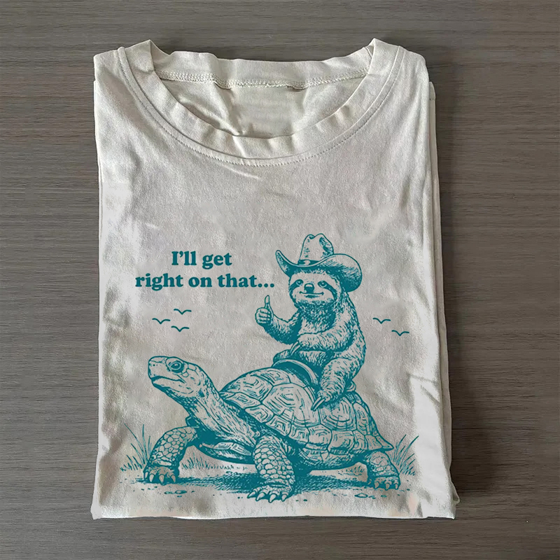 Sloth Riding Turtle T-shirt - Vintage Washed Apparel by VanceMade