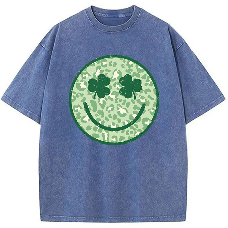 Shamrock Smile St Patrick's Day Washed T-Shirt - Vintage Washed Apparel by VanceMade